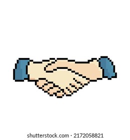 Handshake Vektorsymbol. Pixel-Art. 8-Bit-Logo. eps10