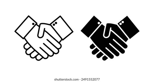 Handshake vector icon set in black color.
