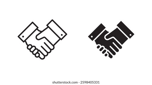 Handshake vector icon set in black color.