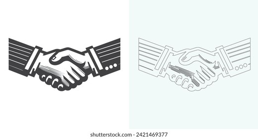 Handshake Vektorsymbol. Handshake-Symbol-Set. geschäftlicher Handschlag. Kontaktvereinbarung