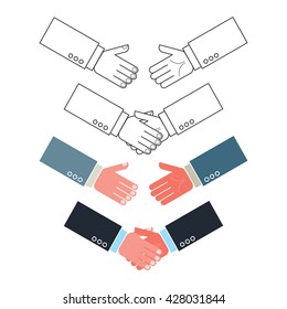 Handshake vector icon set. Line and color  handshaking illustration.