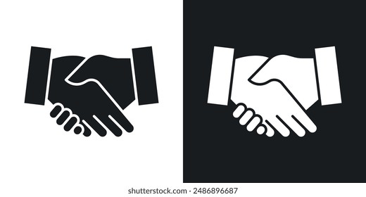 Handshake vector icon set in solid black and white color