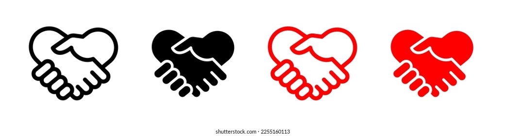 Handshake vector icon set. Handshake symbols. Friendly handshake icons. Business agreement handshake. EPS 10