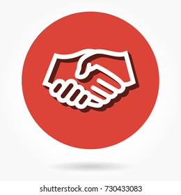 Handshake vector icon with shadow. Illustration isolated for graphic and web design.