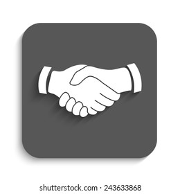 handshake - vector icon with shadow on a grey button