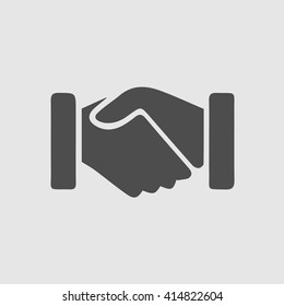 Handshake vector icon. Simple isolated symbol EPS 10. Black pictogram on grey background.