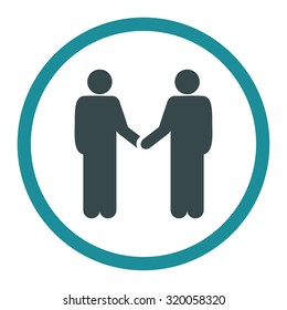 Handshake vector icon. This rounded flat symbol is drawn with soft blue colors on a white background.