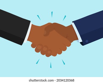 Icono vector de apretón de manos, dos manos negras, concepto de amistad y asociación. Ilustración de gesto