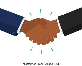 Handshake vector icon, two black hands isolated on white background, friendship and partnership concept. Gesture illustration