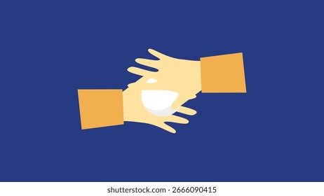 Aperto De Mão. Ilustração vetorial em estilo plano em um plano de fundo azul.