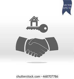 Handshake vector illustration. House key icon