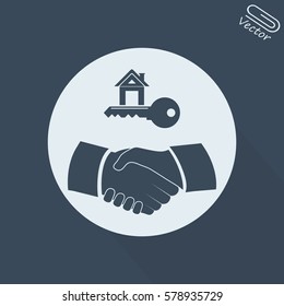 Handshake vector illustration. House key icon