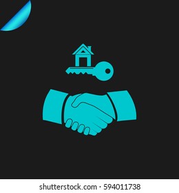 Handshake vector illustration. House key icon