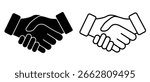 Handshake vector illustration. Handshake icon vector. Business handshake thin line vector icon. Shake hand silhouette, relationship, friends hand. Business, handshake teamwork vector illustration.