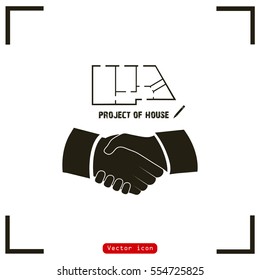 Handshake vector illustration. project of house
