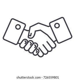 handshake vector line icon, sign, illustration on background, editable strokes