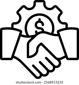 Handshake Vector Lineal Icon On White Background.