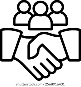 Handshake Vector Lineal Icon On White Background.