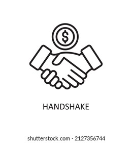 Handshake Vector Outline Icon Design illustration. Fintech Symbol on White background EPS 10 File