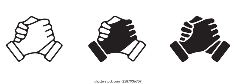 Handshake vector set. Handshake partnership icon. Handshake icon. Business deal symbol black and white illustration