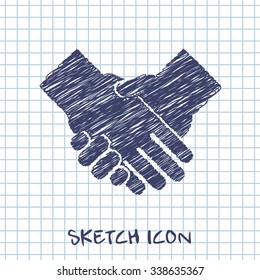 handshake vector sketch icon