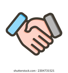 Diseño de iconos de colores rellenos de línea gruesa del vector de apretón de manos