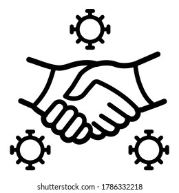Icono plano de advertencia de apretón de manos aislado en fondo blanco