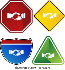 Botón web del apretón de manos aislado en un fondo.