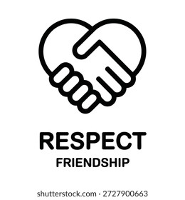 handshake within a heart shape representing friendship respect and connection