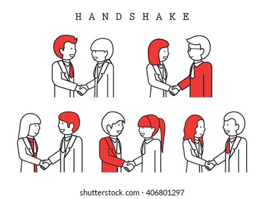 Handshake-Isolated On White Background-Vector Illustration,Graphic Design.Business Concept For Web,Websites.Businesspeople Thin Line