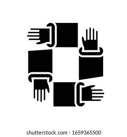 Handshakes black icon, concept illustration, vector flat symbol, glyph sign.