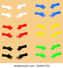 Handshakes. Colored paper. Vector