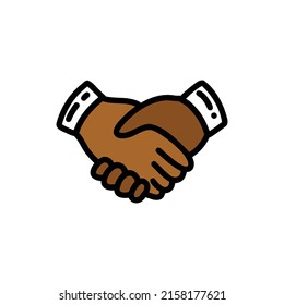 handshakes doodle icon, vector illustration