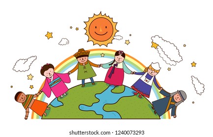 Handshakes and unity of various races of the world
