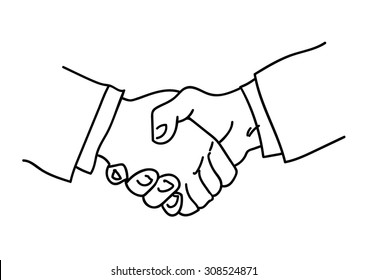 Handshake.Symbol Of Partnership. Hand Drawn Vector Illustration.