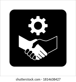 handshaking, gear, task relations icon. Element of business icon for mobile concept and web apps on white background