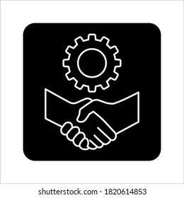 apretón de manos, engranajes, icono de relaciones de tareas. Elemento de icono comercial para concepto móvil y aplicaciones web en fondo blanco