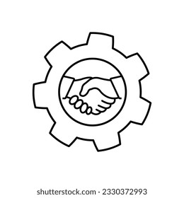 Handshaking, Getriebe, Taskleistensymbol. Element von Business-Symbol für mobiles Konzept und Web-Apps auf weißem Hintergrund