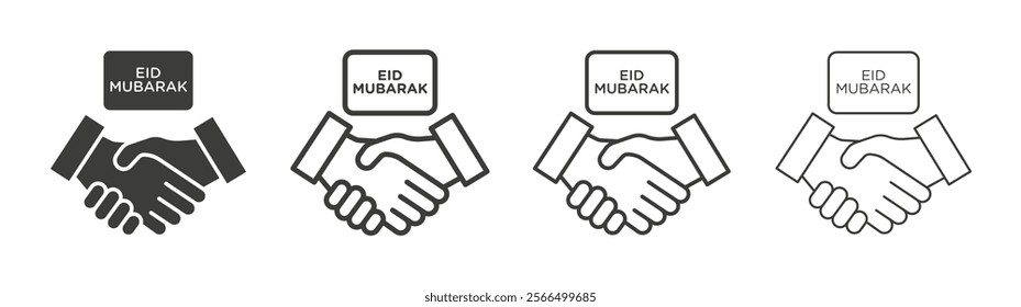 Handshaking icon flat and linear vector illustration on white background.