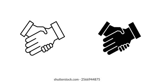 Handshaking icons. black and white vector set.