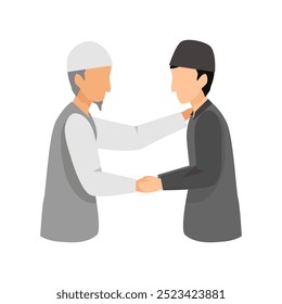 ilustração handshaking, velho e adolescente