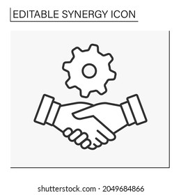 Handshaking Line Icon. Deal Between Partners. Community Involvement. Synergy Concept. Isolated Vector Illustrations. Editable Stroke