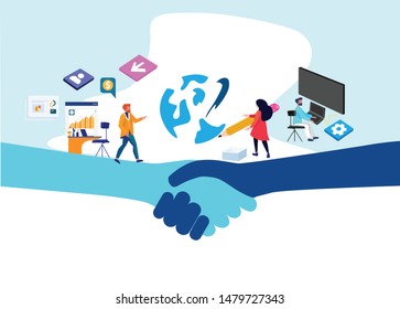 Handshaking. Partnership concept.  Becoming a partners in new business. Vector illustration.