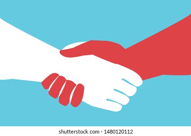 Handshaking. Partnership concept, flat vector illustration.
