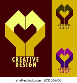 corazón de diseño de logotipo de ilustración plana con forma de mano, símbolo de lealtad, amor y pertenencia