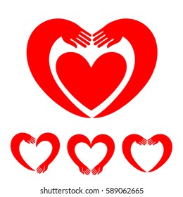 Hands-Heart. Set of vector icons. Vector illustration with a wide range of applications