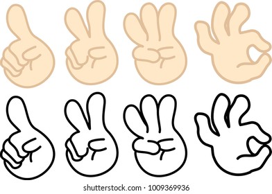 Collection Cartoon Hands Different Gestures Positions Stock Vector ...