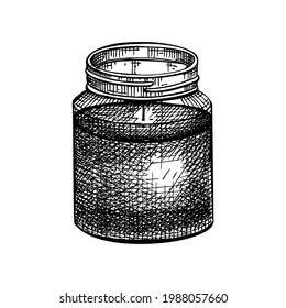 Ilustración de velas aromáticas esbozada a mano. Dibujo vectorial de una vela de cera en llamas. Para aromaterapia, hogar de higos o decoración de vacaciones, meditación. Elemento de diseño interior de casa de época