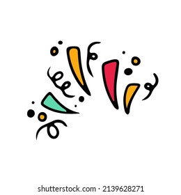 Handsketched ink doodle of party firework. Sketchy cartoon object, decorative element template, concept design. 