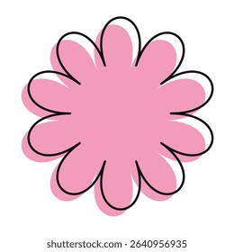 Hand-sketched pink bloom outlined in slightly shifted black. Abstract yet elegant floral detail.